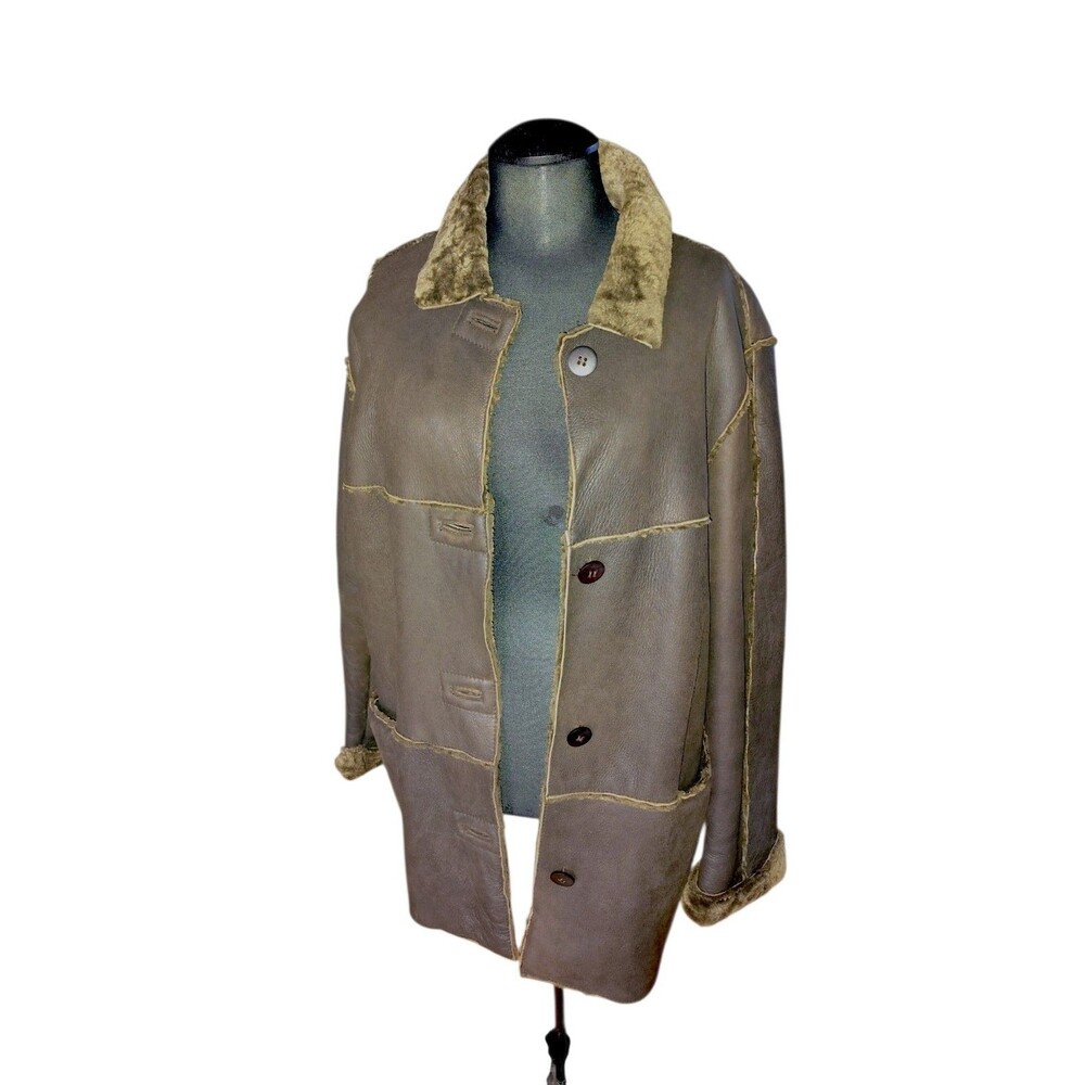 Vintage Genuine Shearling Lambskin Coat Made in Uruguay Chocolate Brown Sz 8  59